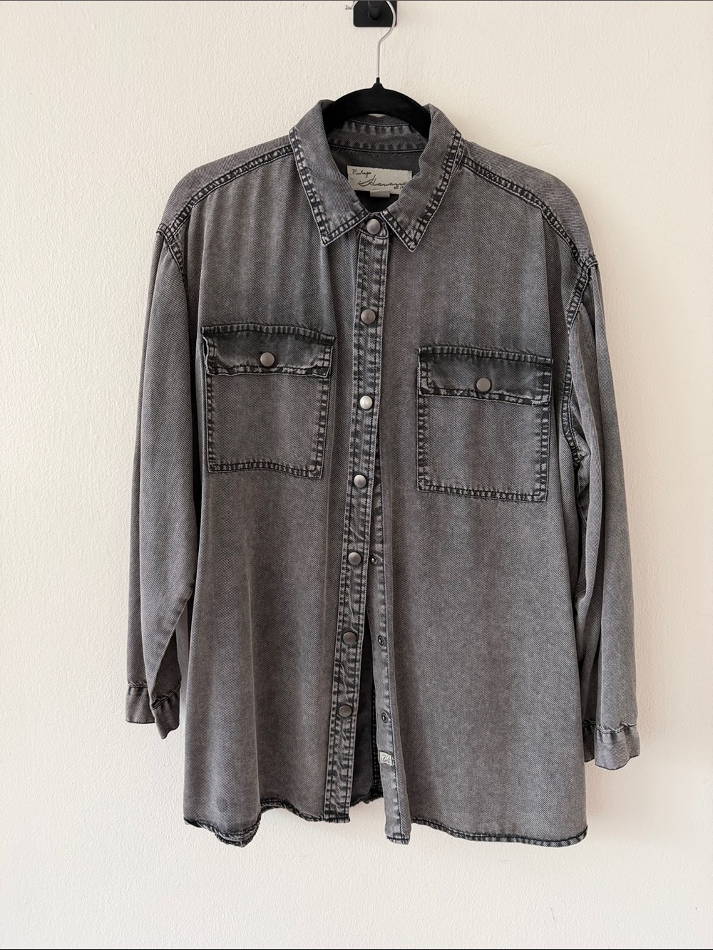 Vintage Havana Washed Gray Button-Up Shacket